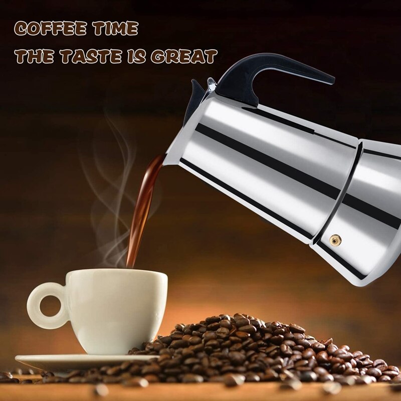 Stovetop Espresso Maker Moka Pot 4 Cup Percolator Coffee Maker Clic Cafe Maker Suitable for Induction Cookers