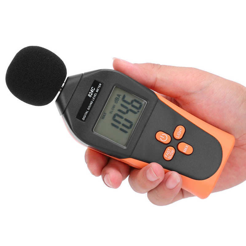 824C Portable Digital Sound Level Meter Noise Decibel Monitor Tester Measurement 30 to 130dBA