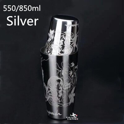 550Ml/850Ml Graveren Rvs Cocktail Boston Bar Shaker Bar Gereedschap: D