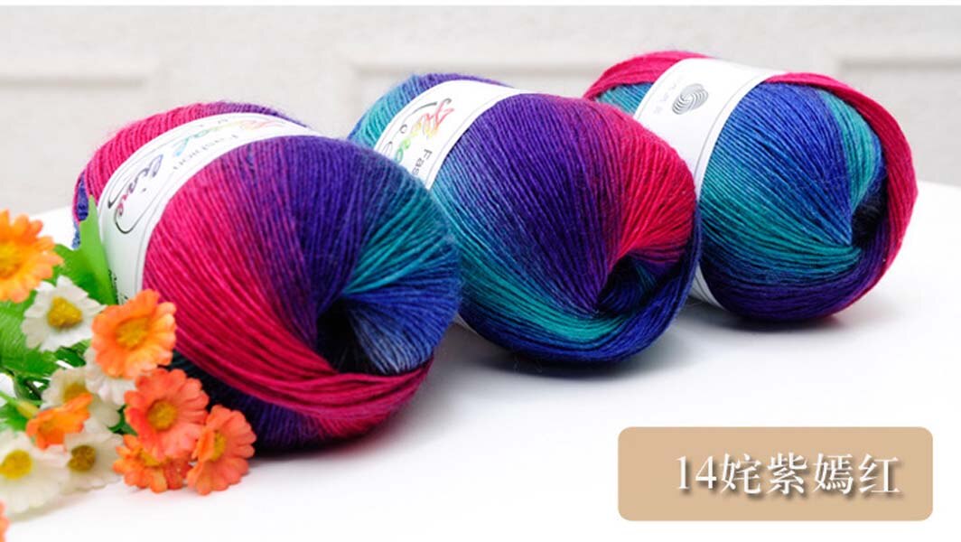 Regnbue 100g bolde garn baby strikning super blød uld tråd chunky strikket håndværk bulky hånd sweater hæklet: 14