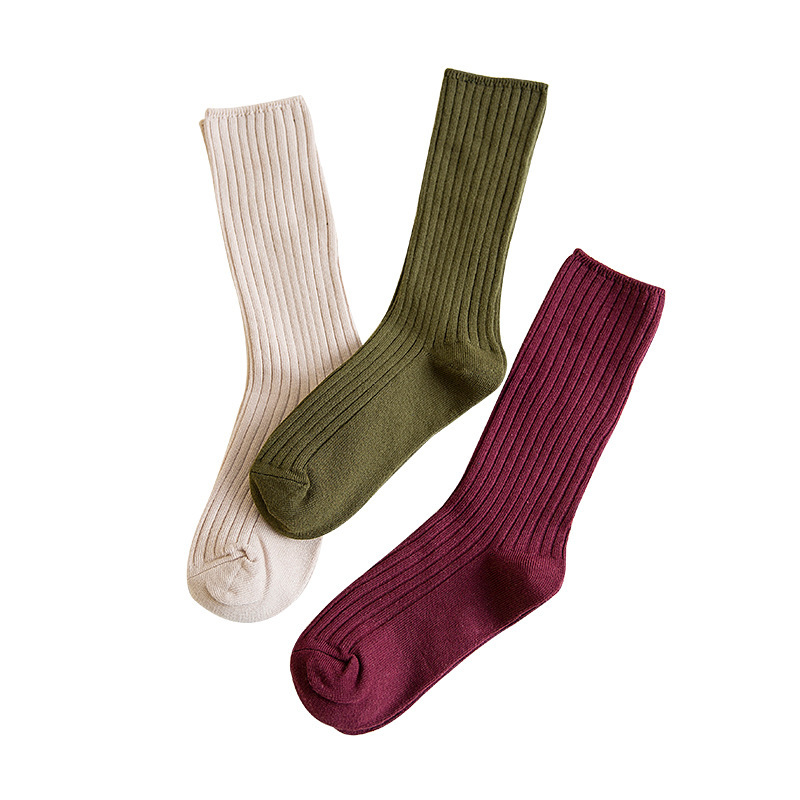 Chaussettes Coréennes Noires et Roses en Coton Solide pour Femme, Bas Rétro pour Étudiantes, Automne-Hiver, 1 Paire