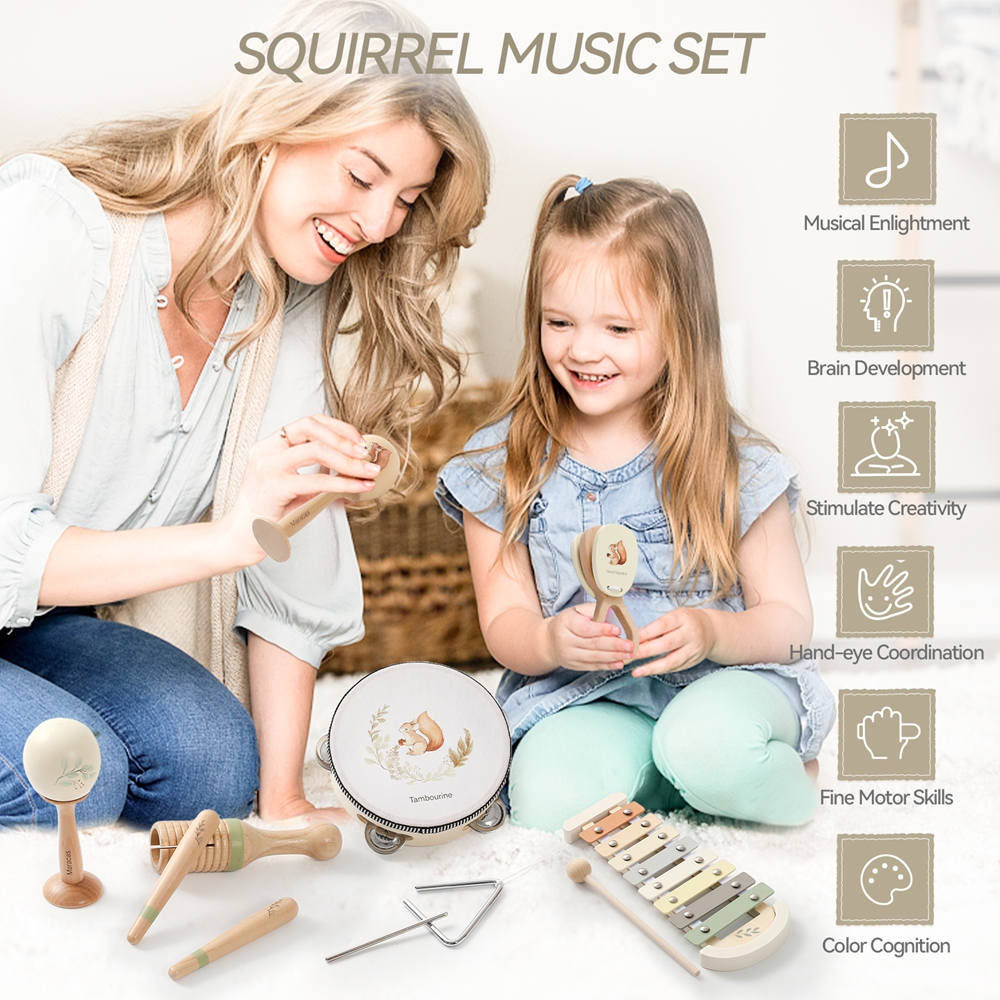Muziekinstrumenten Montessori Muziek Baby 0-12 Maanden Speelgoed Drum Xylofoon Kinderen Vroege Educatieve Houten Instrumenten Baby Speelgoed