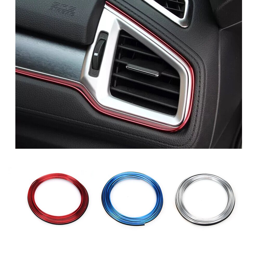 5M Car Styling Interior Decoration Strip Line Moulding Trim Door Dashboard Edge Universal Auto Chrome Strip