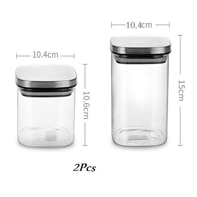 Sealed Glass Candy Jars Stainless Steel Cover Cereal Dispenser Transparent Tea Box Household Kitchen Desktop Storage Containers: 600ml 1000ml