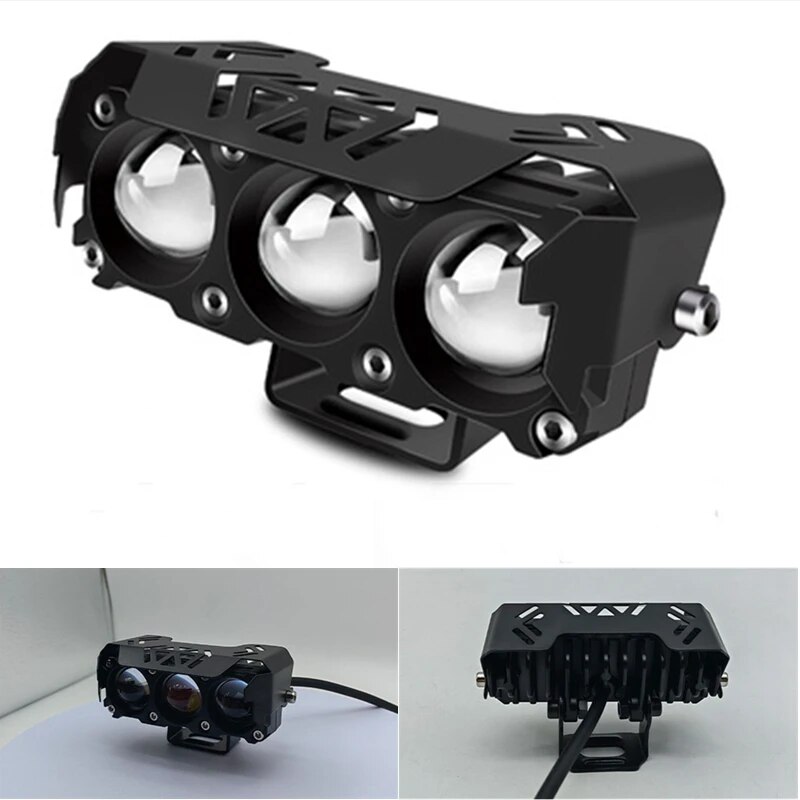 Foco LED para motocicleta, luces antiniebla de haz alto/bajo de doble Color para coches, camiones, SUV, UTV, 12V, 24V, mini lente, luz de conducción: Blanco