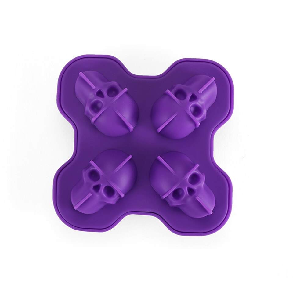 Skeleton Halloween Ice Cube Tray Silicone Fruit Ice Cube Maker DIY Ice Cube Skull Mold Square Shape Kitchen Accessories: Purple