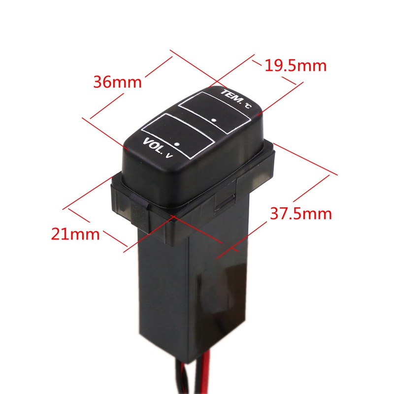 Car Digital Voltmeter Temperature Gauge 2 in 1 Voltage Temp LED Display Meter for Mitsubishi