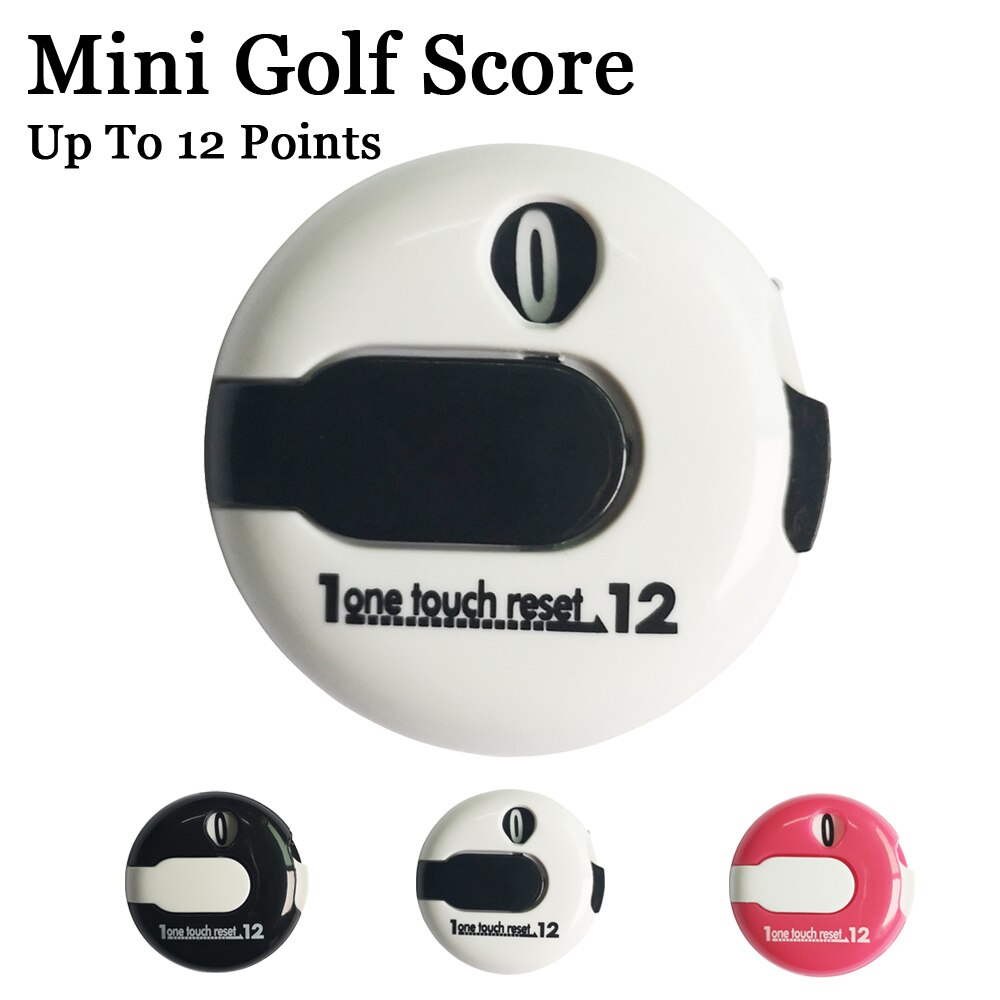 Minigolftæller golfboldmarkør op  to 12 point med klip multifarvet sort hvid pink golfscorer til golfspiller golfslag