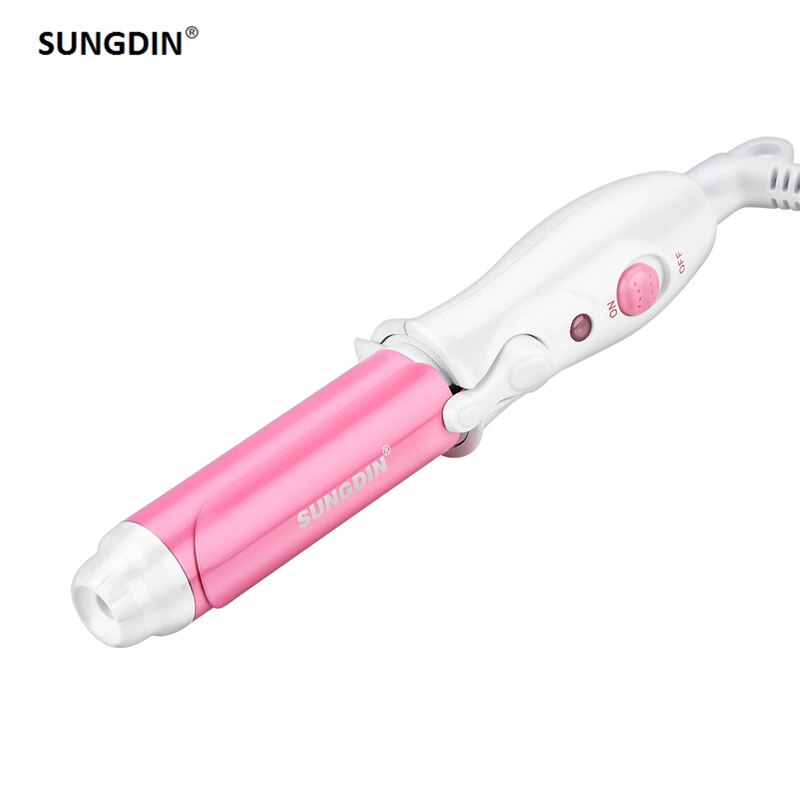 Ceramic Curling Iron Mini Portable Hair Curlers Lovely Styler Hair Wave Wand Styling Tools Electric Hair Curler: Pink