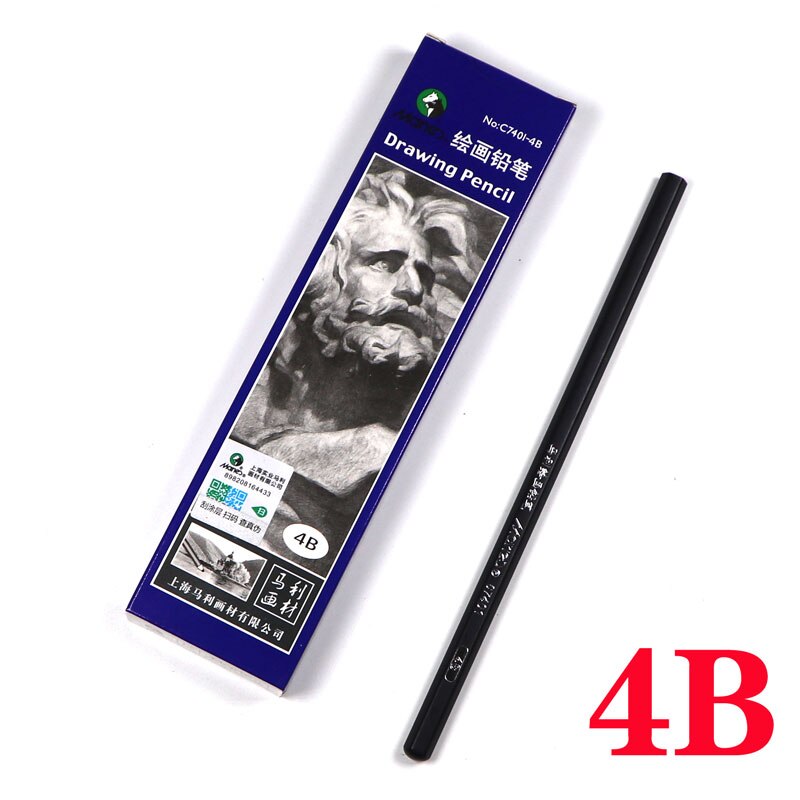 12pcs / box wooden sketch drawing writing pencil art DIY complete set 2B / 4B / 6B / 10B / 12B / 14B: 7401-4B