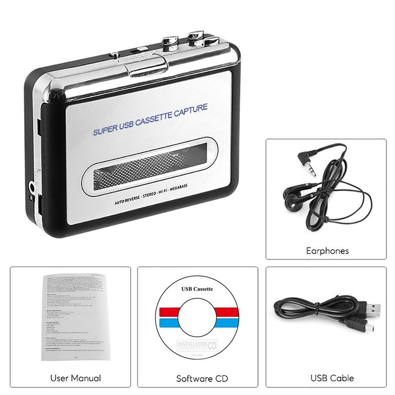 Digital Audio Music Player USB Cassette Recorder to MP3 Converter Portable Audio Tape-to-MP3 Player Switcher Converter