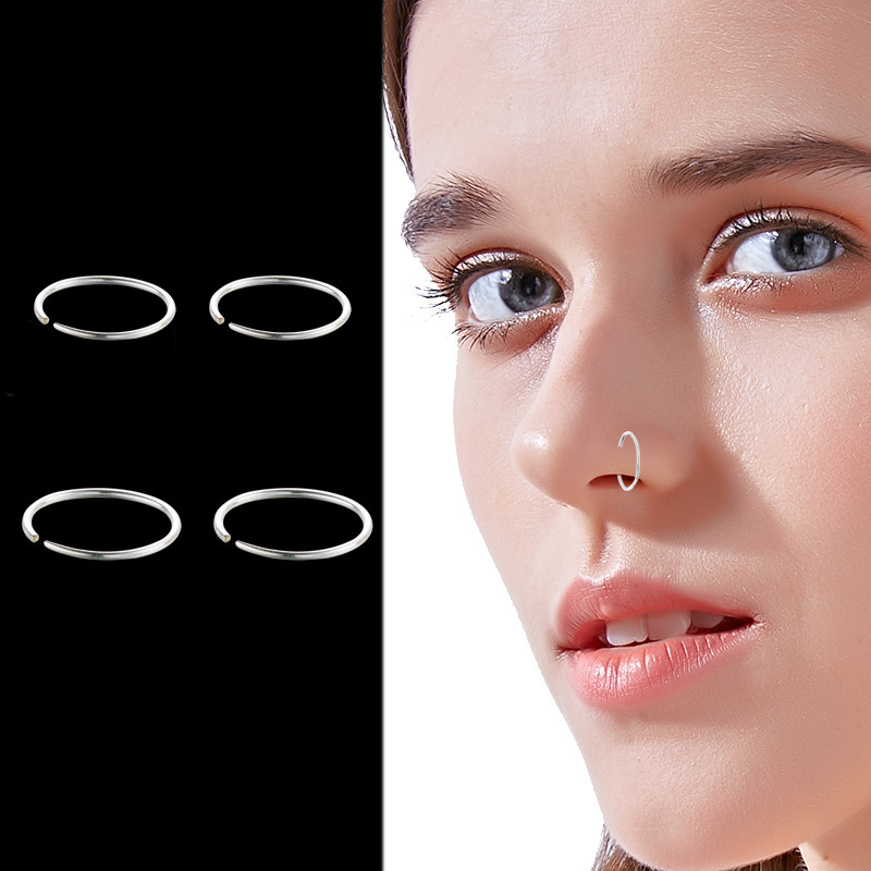 1 paire 925 argent Sterling nez anneau cerceau Piercing argent cerceaux 8mm 10mm hélice Piercing oreille cerceau Septum