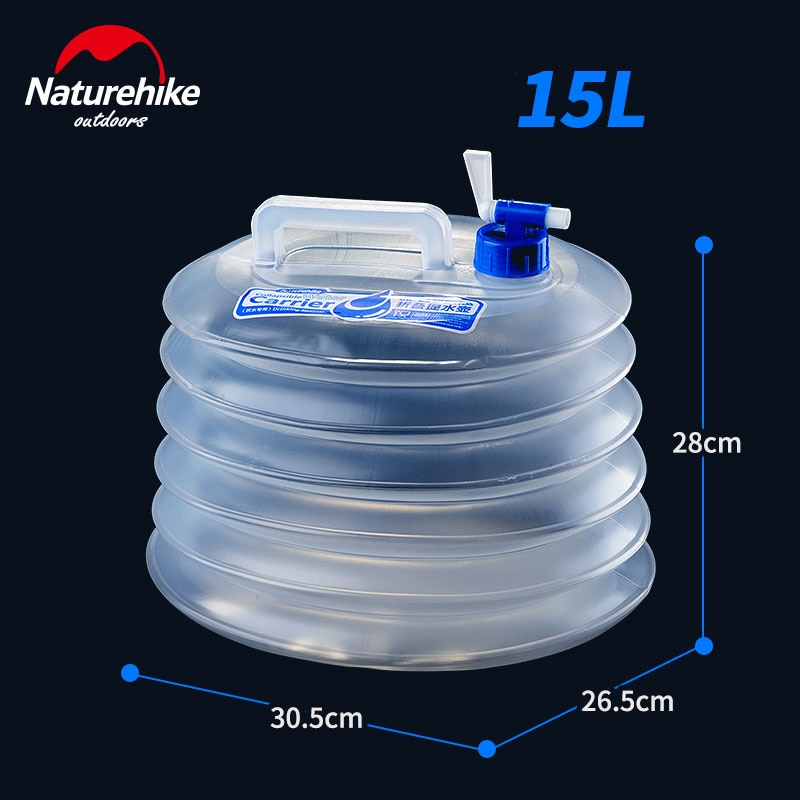 Naturehike Outdoor Camping Foldable Bucket Collapsible Water Bag Container Folding Bucket with Tap Portable Water Bag NH14S002-T