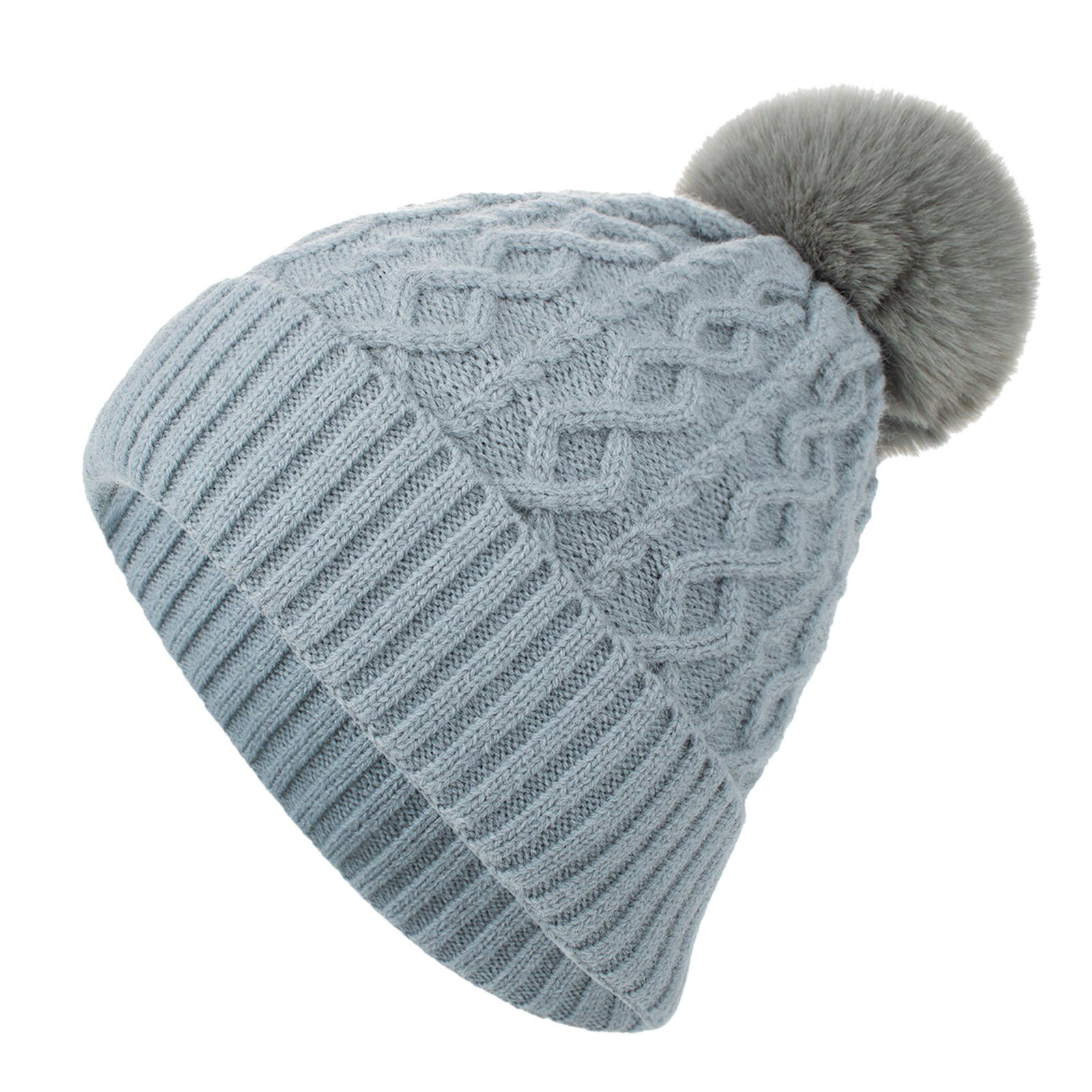 E nuovissimo E di alta qualità inverno esterno neutro per adulti mantenere caldi cappelli per capelli cappello di lana lavorato a maglia in peluche caldo E confortevole: BU