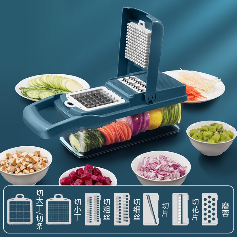Multifunctional Vegetable Slicer Fruit Grater Cutter Peeler Potato Carrot Shredders Chopper Drain Basket For Kitchen Accessories: b