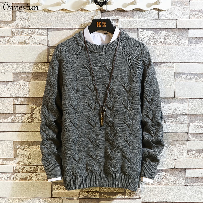 Onnestun m-xxl sweater herre tøj vinter sweater herre casual pull homme plus size twist sweater herre