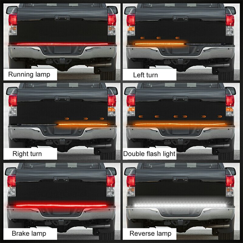 48 inch Truck Tailgate LED Light Bar 3 Row 6-Funtions Brake Reverse Turn Signal Stop Tail Strip For Jeep Pickup SUV for Dodge