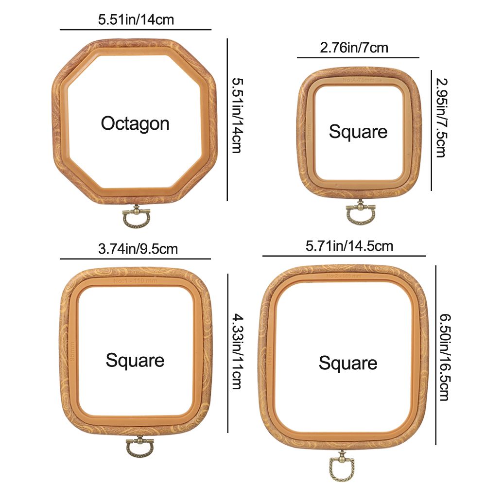 Wood Grain Embroidered Stretch Tool Plastic Octagon Square Embroidery Hoop DIY Crafts Needlecraft Handmade Sewing Accessories