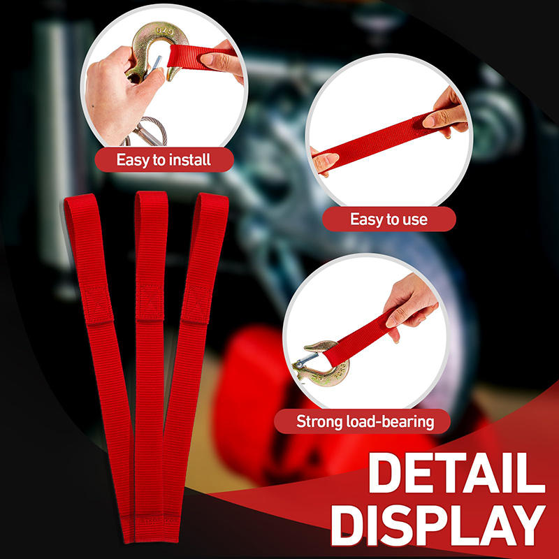 1/3x kraftiga röda vinschkrokar för dragremmar, skyddande öglor för bogserlina, tillbehör till atv, utv och lastbil