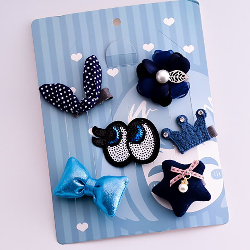 Barrettes pour cheveux de princesse, 5 pièces/6 pièces: 6pcs dark blue