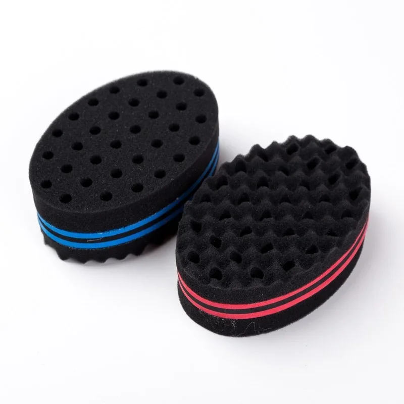 Cepillo de pelo ovalado de doble cara, cepillo de esponja mágico para bobina Afro Natural, cepillos de esponja para rastas, trenzas de cabello trenzado