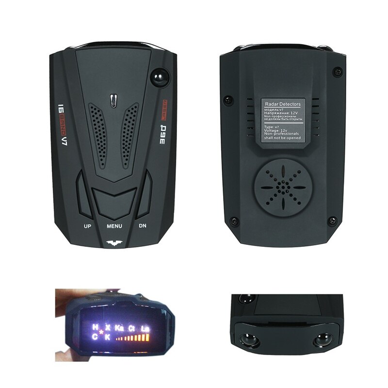 Auto Radar Detector 360 Graden Voertuig V7 Controle Snelheid Voice Alert Alarm Waarschuwing 16 Band Led Display Engels Russisch Auto