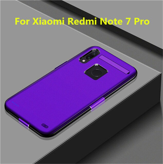 6800Mah Powerbank Batterij Opladen Cover Voor Xiaomi Redmi Note 7 Pro Draagbare Batterij Oplader Case Voor Redmi Note 7 batterij Case: Purple for Note 7Pro