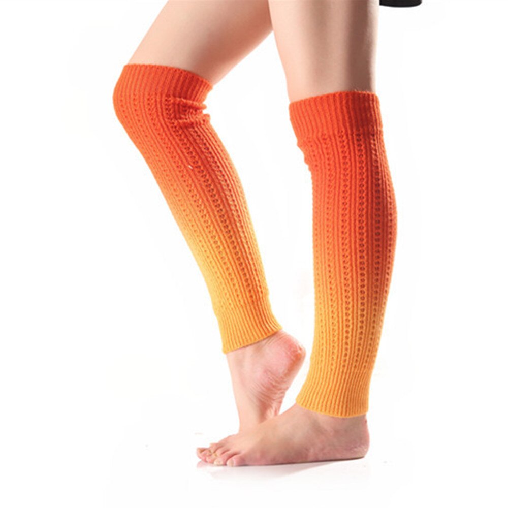 Ladies Winter Cashmere Knitted Leg Warmers Boot Cuffs Trim Toppers Gradient colour Leg Warmers ST024: Orange