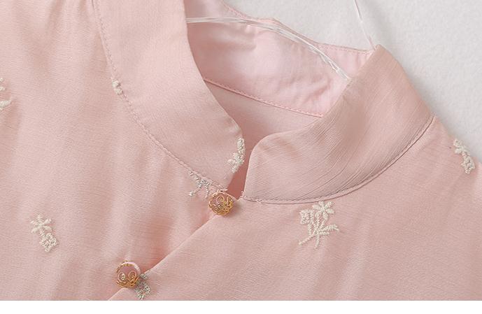 Blusa estilo Cheongsam Vintage para mujer, ropa china con bordado de manga 3/4, para primavera y otoño