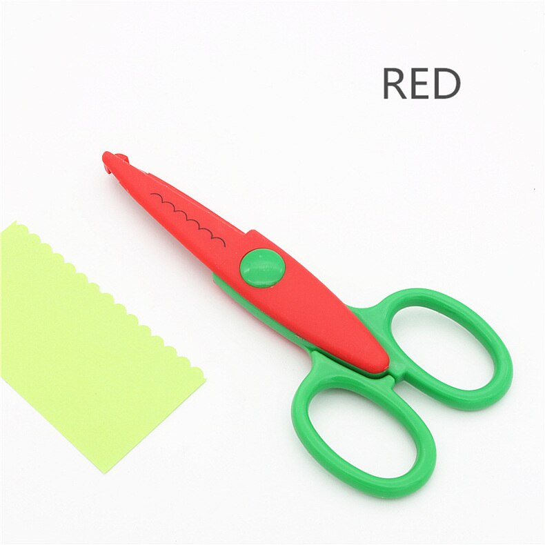 Decorative Wave laciness Edge Scissors DIY for Scrapbook Handmade Kids Artwork Card Safe: Red