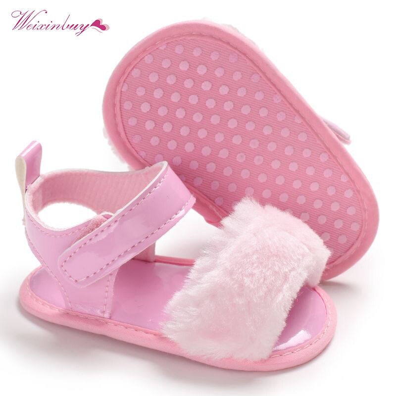 Newborn Baby Girl Sandals Baby Girls Shoes Faux Fur Skinny Baby Shoes Child Summer Baby Girl Sandals 0-18M