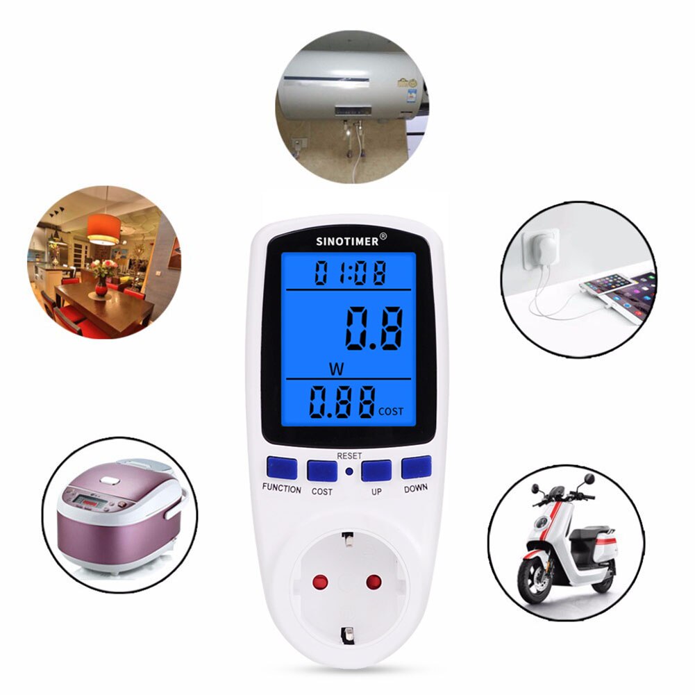 Household LCD Backlight Display Watt Monitoring Socket Electricity Analyzer Monitor Power Meters Electrical Wattmeter