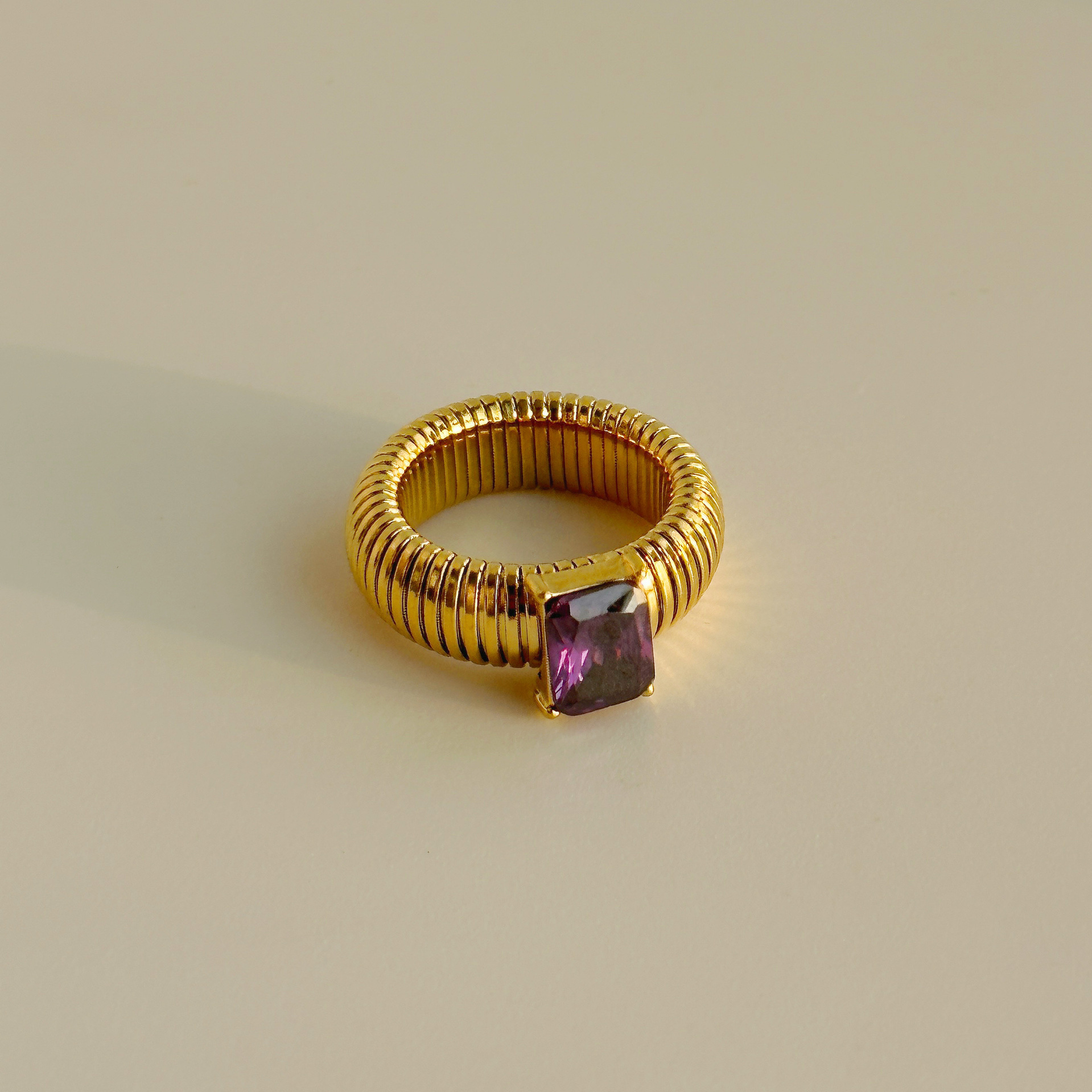 Anillos Punk exagerados de cristal multicolor para mujer, chapado en oro de 18 quilates, resistente al agua, anillo cuadrado grueso, joyería Vintage de hip hop: 9 / Negro