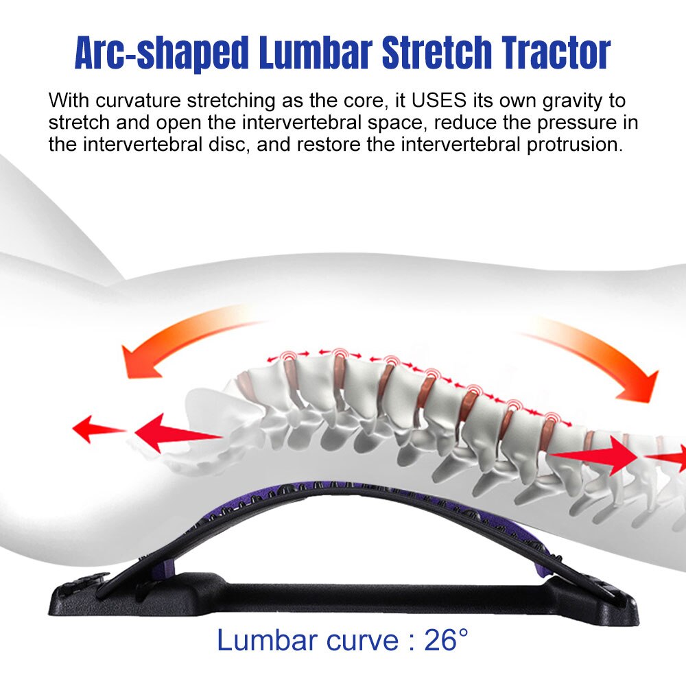Back Cracking Board Back Massager Lumbar Massager Traction Support Bridge Back Stretcher Stretching Trainer Massage Pain Relief