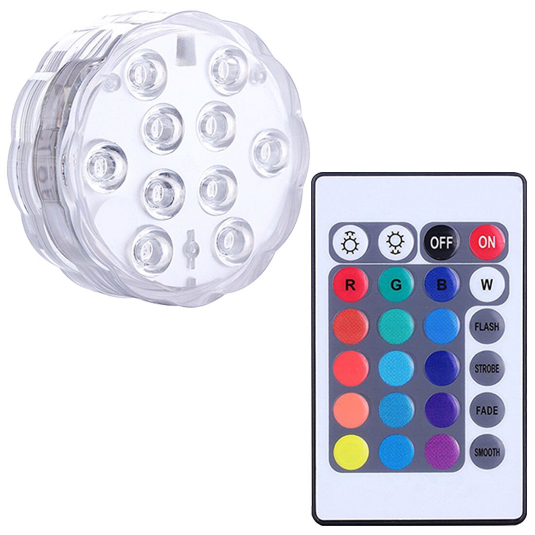 13 led-ulkovalaisin magneetilla kauko-ohjattava rgb vedenalaiset upotettavat valot ulkomaljakko kalatankkilampi puutarhaan: 1 lamppu 10 lediä