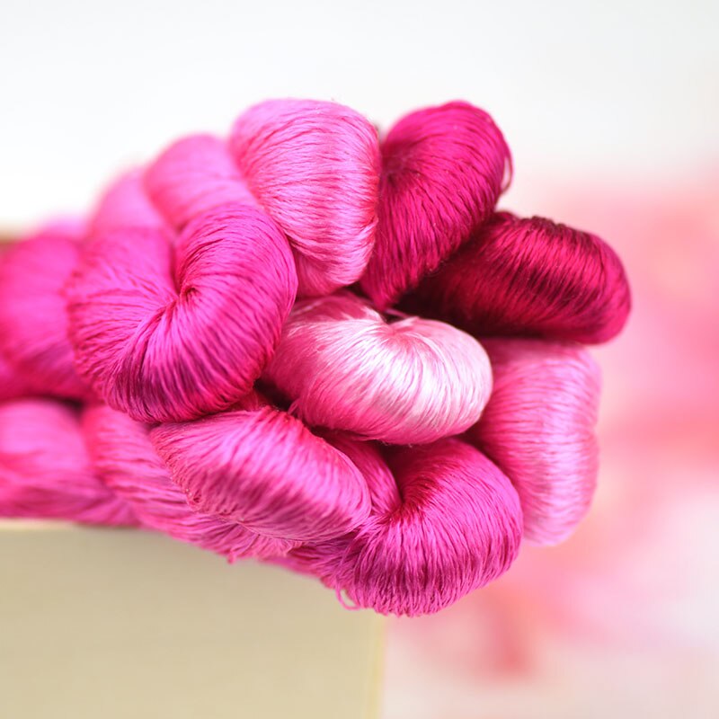 Hilo de seda para bordar, 100% seda, bordado a mano, punto de cruz, serie rosa, 8 colores degradados