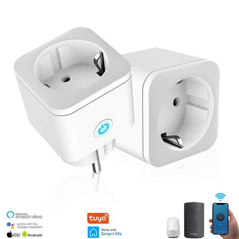 16A Smart Plug WiFi Smart Socket EU Adaptor Wireless Socket Monitor Timing Tuya App Control Smart Home For Alexa Google Home