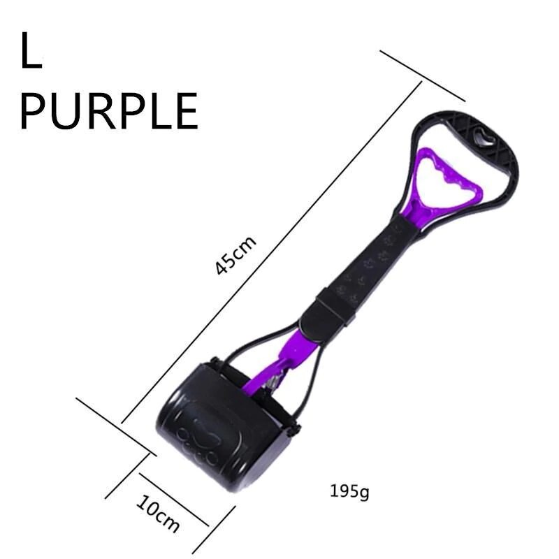 Pet Dog Pooper Scooper Long Handle Outdoor Dog Waste Picker Jaw Poop Scoop Pet Toilet Waste Scooper For Dog Supplies: L   Purple