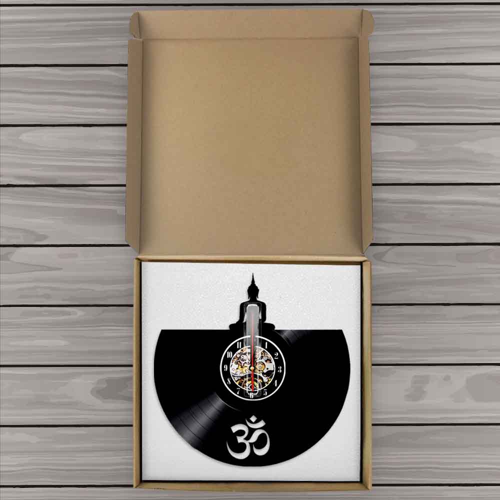 Boeddha Led Wall Art Boeddha Mediteren Vinyl Record Wandklok Retro Unieke Muziek Art Klokken Horloge Led Verlichting Display Teken