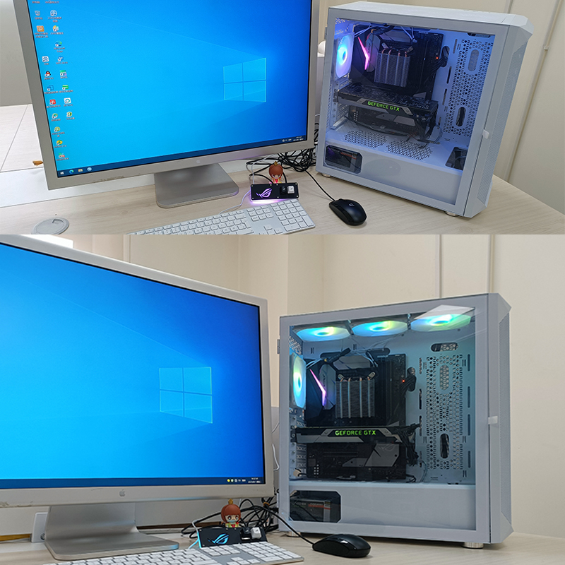 PC-SCHALTER zurücksetzen Externer Computer-Schalter RGB-Lichtmuster externe Geschmack Schreibtisch-Gastgeber-Stromversorgung Ein/Aus Atmosphärenlicht