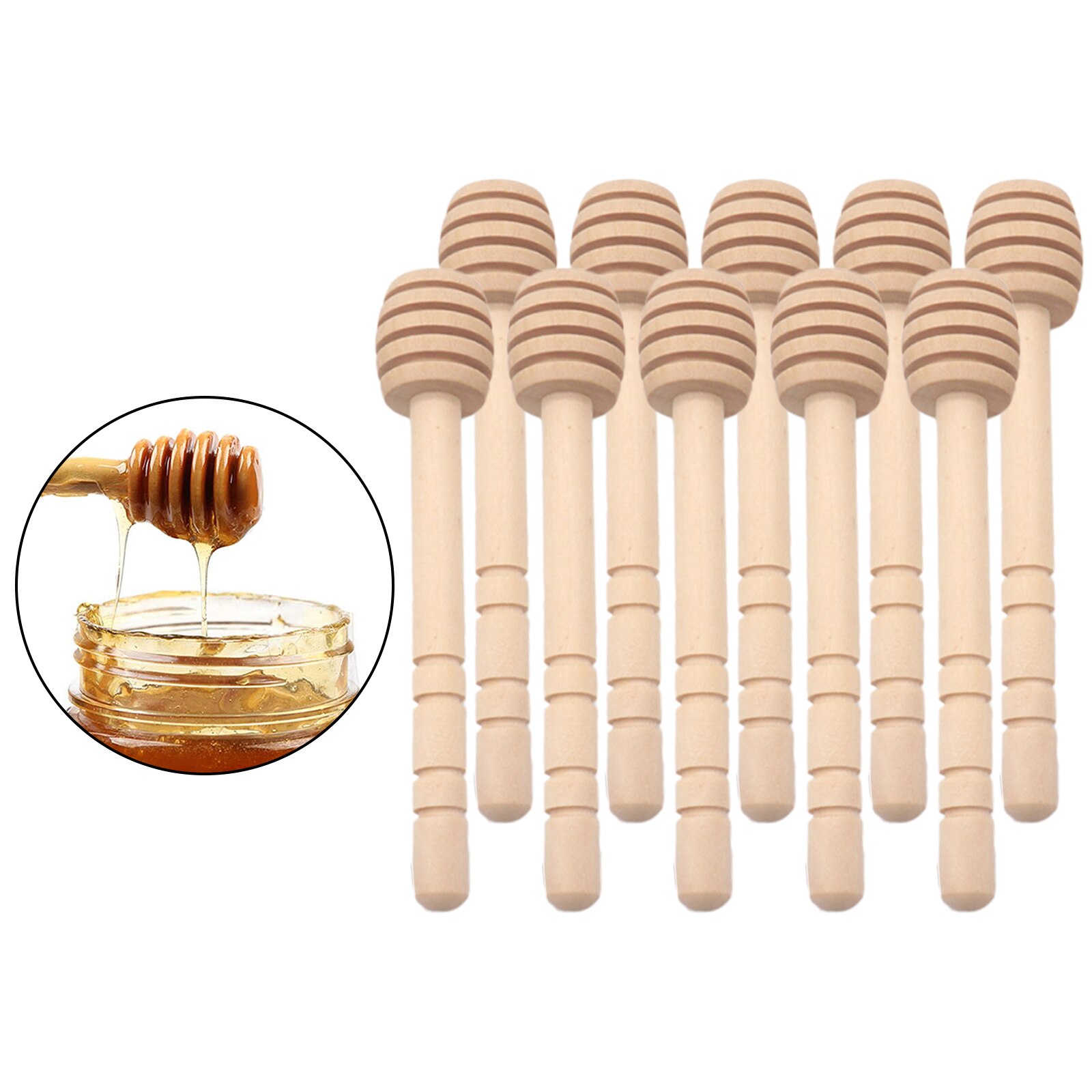 10PCS Wood Mini Honey Dipper Sticks Honey Stirring Wand for Honey Drizzling: 10cm