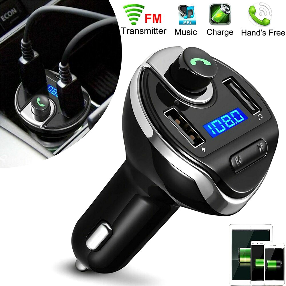 Wireless In-Car Bluetooth Fm-zender MP3 Radio Dual Usb-poort Adapter Auto Snelle Usb Oplader Voor Samsung Huawei iphone