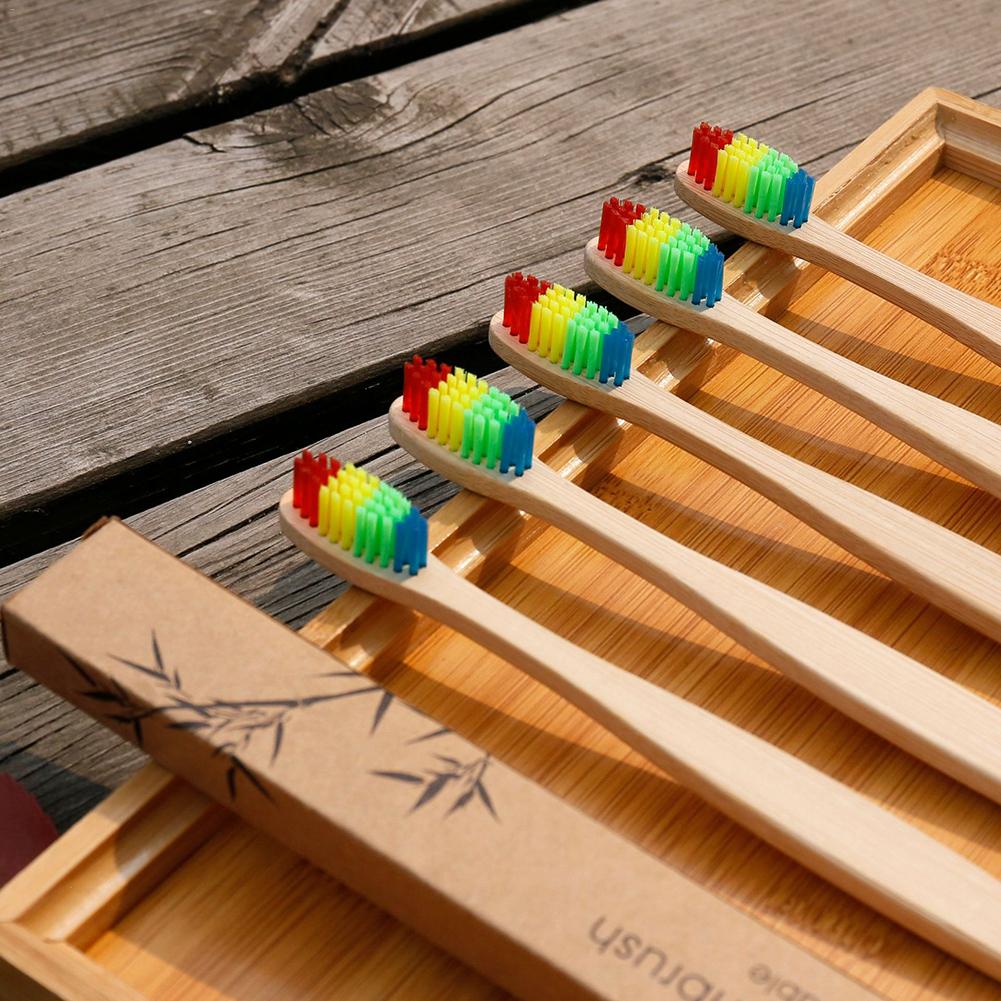 10 st/set barn mjuk fiber miljövänligt trä tandborste bambu tandborste träskaft tandborste blekning munvård verktyg