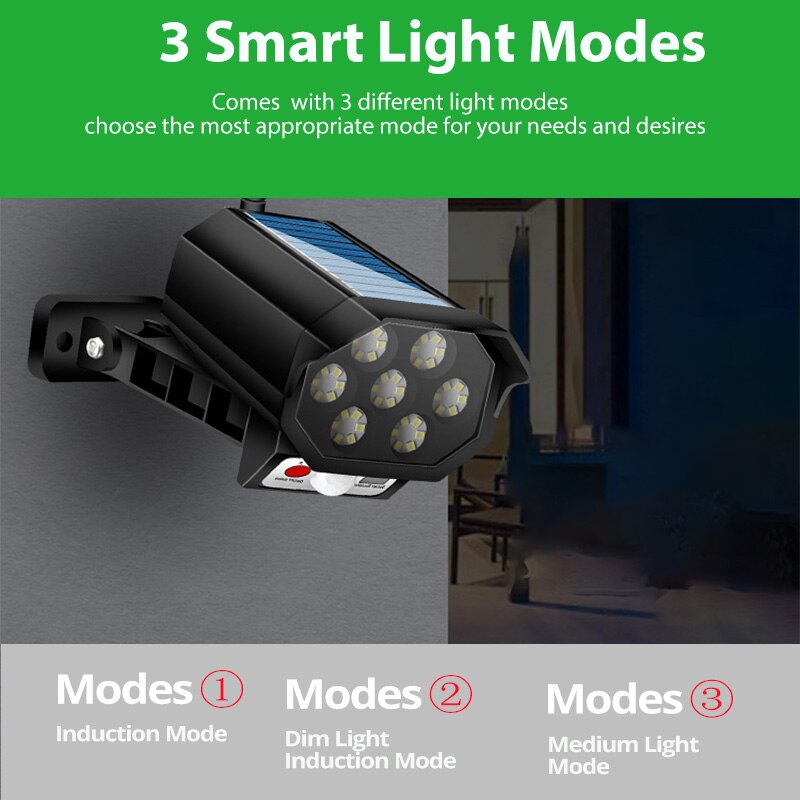 Solar Light Outdoor Simulation Monitor Solar Wall Lamp with Sensor Simulation Infrared Waterproof IP65 Flood Light for Garden