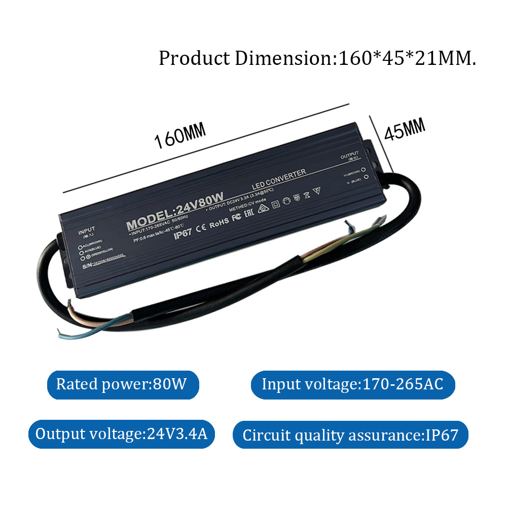 12v 24v strømforsyning 10w - 400w 500w 12 24 volt transformator  ac 220v til  dc 12v 24v utendørsbelysning  ip67 vanntett ledet-sjåfør