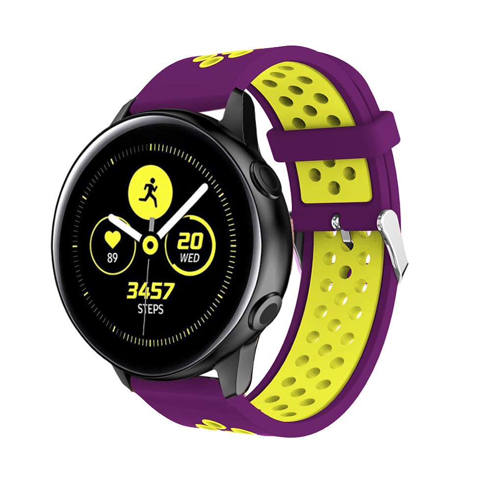 Siliconen Horlogebanden Voor Samsung Galaxy Horloge Active Smart Vervanging Armband Rubber Horloge Riem 20 Mm Riem Versnelling S2/Sport band: Purple yellow