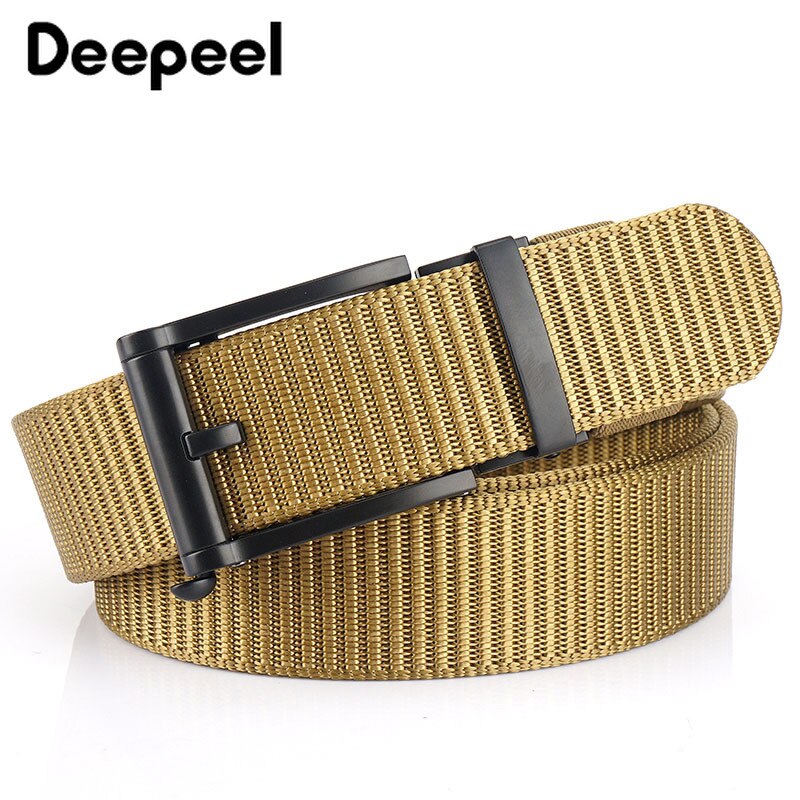 Deepeel 1pc 3.5*120cm canvas riem met automatische gesp, zonder tanden, tankpatroon, dikke nylon tailleband, heren outdoor vrijetijdsriem