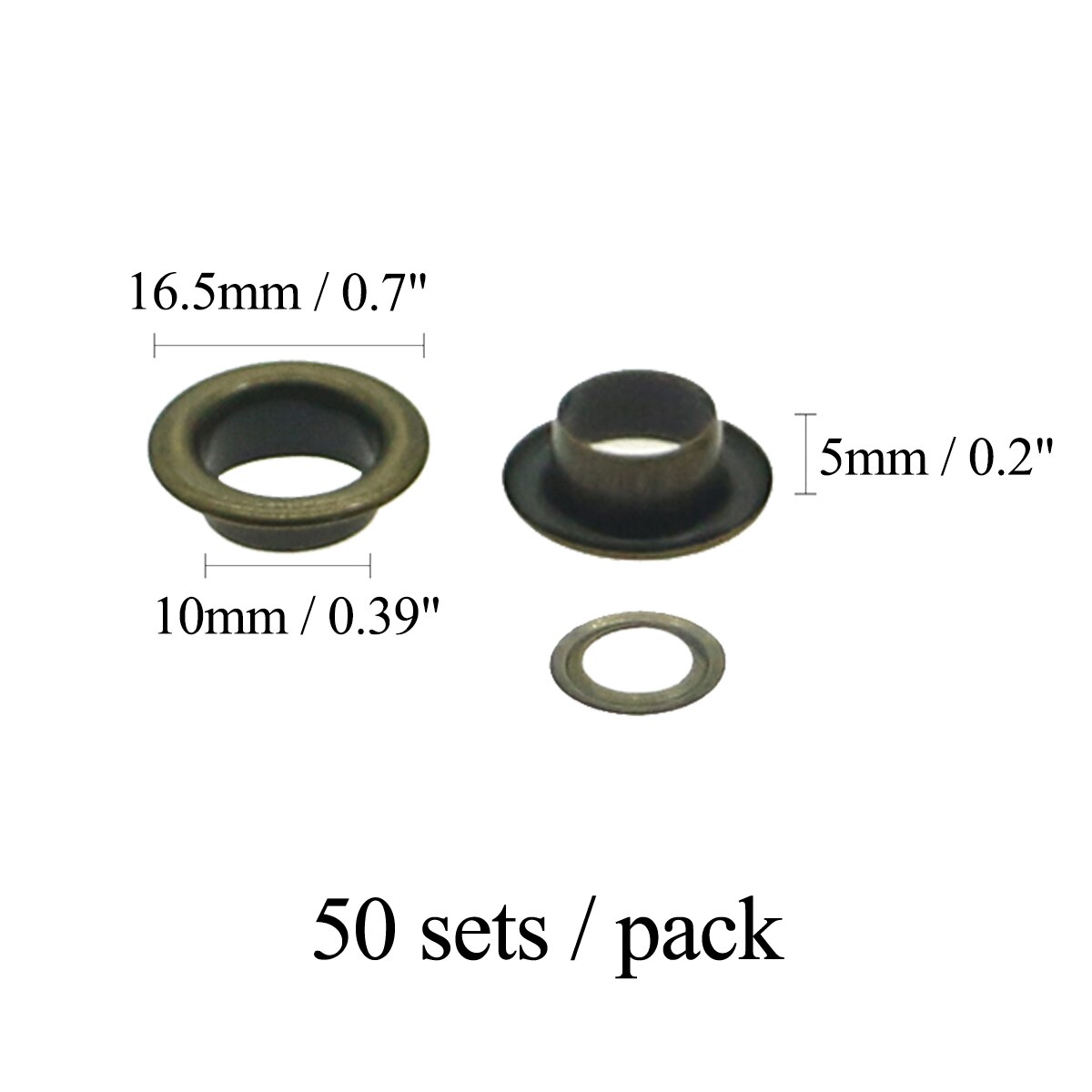 50 sätze/paket (Außen durchmesser) 16,5mm (interne) 10mm (high)5mm öse größen 10mm Runde kante öse tülle silber cyan goldene: bronze 10mm 50sets