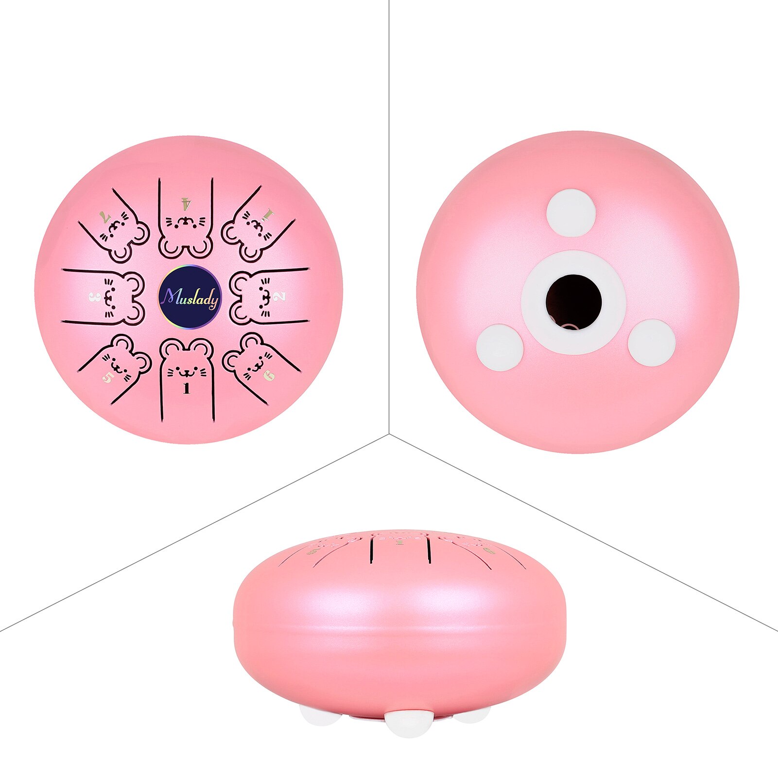 Muslady 5.5 Inches Mini Steel Tongue Drum 8 Notes C Key Handpan Drum Chinese Zodiac Patterned Tank Drum Percussion Instruments