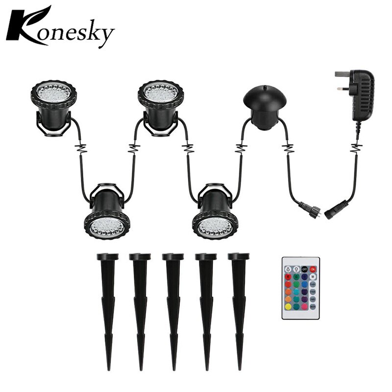 10W une traînée quatre lumières submersibles rvb LED IP68 étanche télécommande jardin paysage parc aquarium aquarium décoration